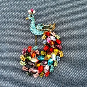 Brooch Peacock Austrian Crystal